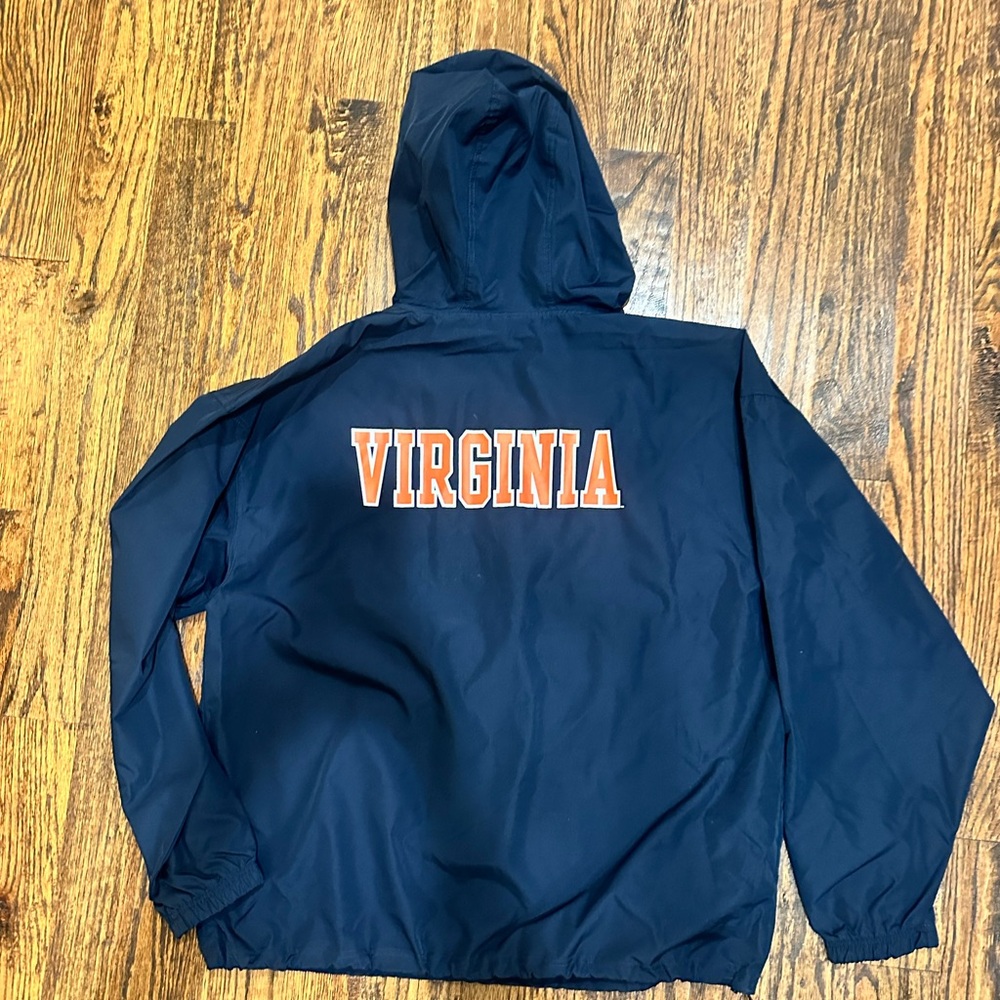 Mens Champion University of Virginia XL Navy Hooded Windbreaker - Picture 3 of 3